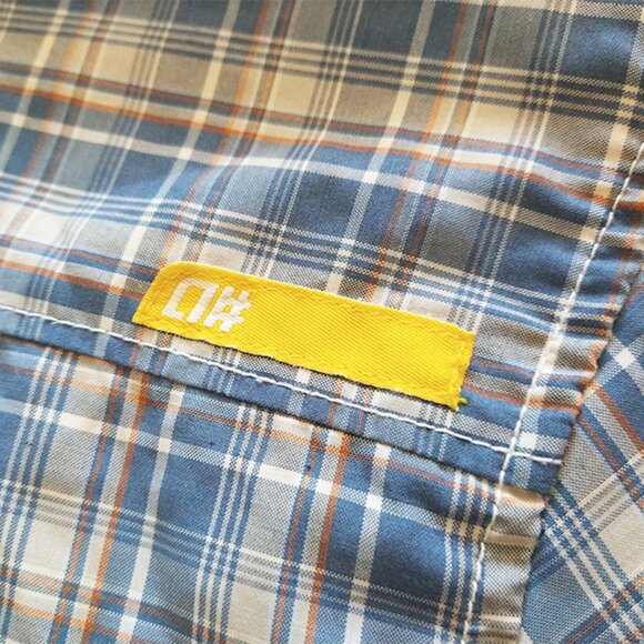 Alphanumeric Button-Up Shirt Top Plaid Check L/S Deadstock Vintage Skateboard - Picture 5 of 5